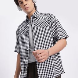 glitchez Classic Gingham Checks Relaxed Fit Casual Shirt-picture-31