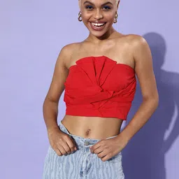 STREET 9 Women Red Solid Bardot Top-picture-23