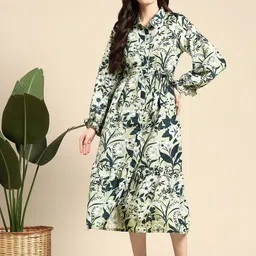 Mast & Harbour Floral Print Midi Shirt Dress-image-88