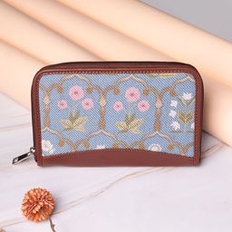 ZOUK Women Blue & Green Floral Printed Zip Around Wallet-picture-27