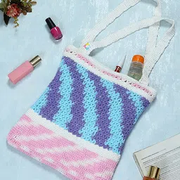 Magic Needles Purple & Pink Crochet Shopper Shoulder Bag-image-0