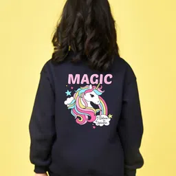 NUSYL Girls Unicorn Printed Oversized Fleece Sweatshirt-image-58