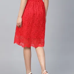Athena Women Red Lace A-Line Skirt image 3