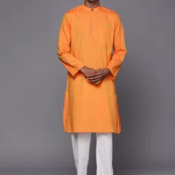 Fabindia Men Orange Kurta image 3