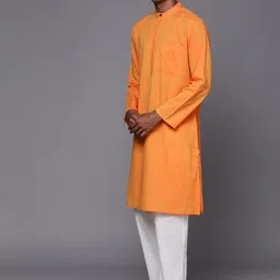 Fabindia Men Orange Kurta image 4