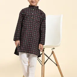 Pro-Ethic Style Developer Kids Black & White Printed Full Sleeves Kurta with Pyjamas image 5