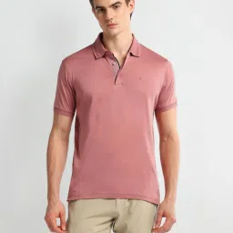 Arrow Pink Cotton Regular Fit Printed Polo T-Shirt image 1