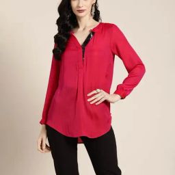 Qurvii Pink Silk Embellished Top-picture-34
