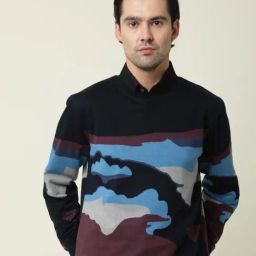 Rare Rabbit Navy Cotton Woven Design Slim Fit Sweatshirt-picture-28