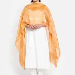 Fabindia Peach Woven Pattern Dupatta image 1