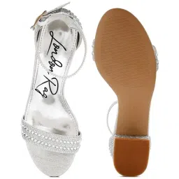 London Rag Women's Silver Ankle Strap Sandals image 3