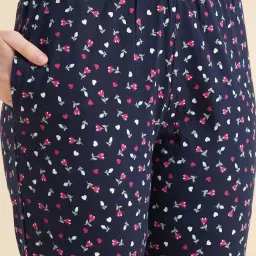 Sweet Dreams Green & Navy Cotton Printed T-Shirt Pyjama Set image 5