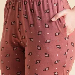 Sweet Dreams Dusty Rose Cotton Printed Shirt Pyjama Set image 5