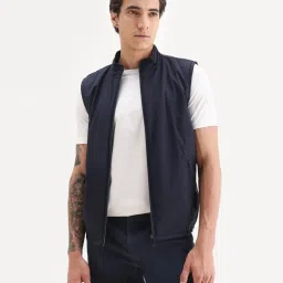 Rare Rabbit Navy Blue Polyester Solid Regular Fit Jacket image 1