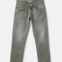 United Colors of Benetton Boys Grey Solid Jeans image 1