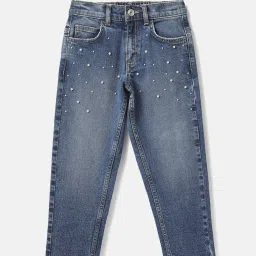 United Colors of Benetton Girls Blue Embellished Jeans image 1