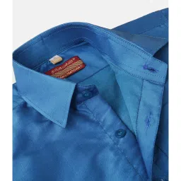 THANGAMAGAN Kids Blue & Cream Solid Shirt with Panjagajam image 5