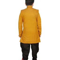 SG Yuvraj Kids Mustard Self Pattern Sherwani Set image 2