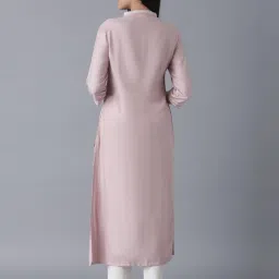 W Pink Printed Straight Kurta image 2