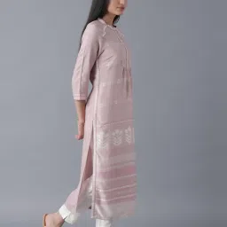 W Pink Printed Straight Kurta image 4
