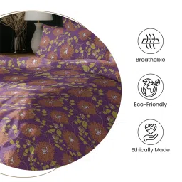 GRES Home 120TC 100% Cotton Double Bedsheet With 2 Pillow Covers - Purple image 5