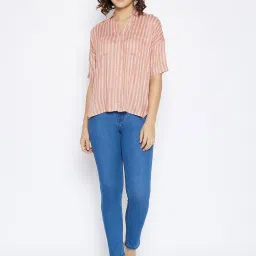 Crimsoune Club Peach & White Striped Shirt image 4