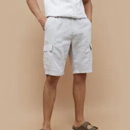 Fame Forever By Lifestyle Grey Cotton Regular Fit Texture Cargo Shorts image 1