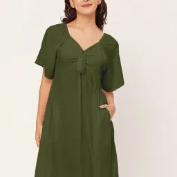 Moomaya Green Regular Fit A Line Dress-picture-27