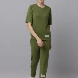 Slumber Jill Green Cotton Solid/Plain Regular Pyjama Sets image 1