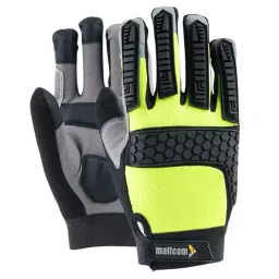 Mallcom PU, Latex & Fabric Multiple Resistance Black & Green Safety Glove Size L for Multipurpose, MACH 23-picture-44