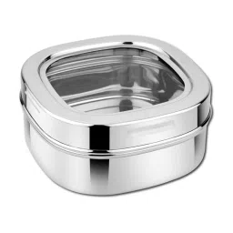 Rudra Silver Stainless Steel Container with See Through Lid image 1