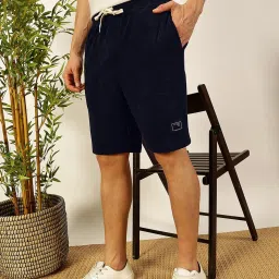 Thomas Scott Navy Relaxed Fit Solid Shorts image 1