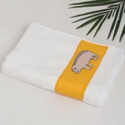 fabindia home Fabindia White & Orange Cotton Embroidery Hand Towel- Set of 1-picture-8