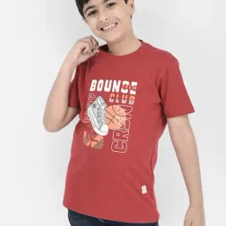 Crimsoune Club Kids Red Printed T-Shirt-image-95