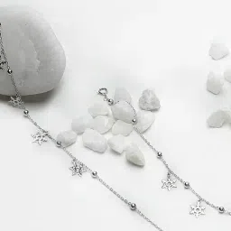 GIVA 92.5 Sterling Silver Snowflake Charm Anklet (Single Anklet) for Women-picture-18