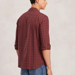Nautica Slim Fit Windowpane Checked Pure Cotton Casual Shirt image 5