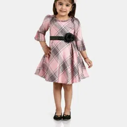 Peppermint Kids Blush Pink Chequered Dress-image-65