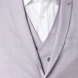 Van Heusen Purple Slim Fit Checks Three Piece Suit image 5