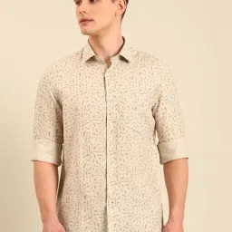 Linen Club Brown Linen Slim Fit Casual Shirt-image-83