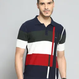 Cloak & Decker by Monte Carlo Navy Blue Pure Cotton Regular Fit Colorblock Polo T-Shirt-picture-40