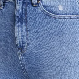 Spykar Light Blue Cotton Distressed High Rise Jeans image 5