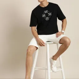 Difference of Opinion Black Loose Fit Graphic Print Cotton Oversized Crew T-Shirt image 5