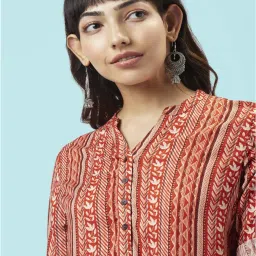 Rangmanch by Pantaloons Rust Printed Straight Kurta image 5