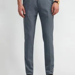 Arrow Medium Blue Slim Fit Self Pattern Trousers image 1
