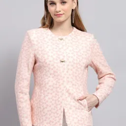 Monte Carlo Pink Wool Blend Embroidered Full Sleeve Coat image 1