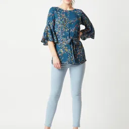 Miss Chase Teal Printed Top image 5