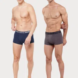 Zoiro Dark Denim & Smoked Pearl Cotton Regular Fit Trunks - Pack Of 2 image 5