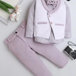 Fourfolds Boys Oyster Pink Textured Clothing Set image 1