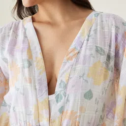 The Kaftan Company White Floral Printed Cover Up image 5