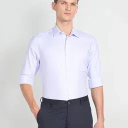 Arrow Blue Cotton Regular Fit Checks Shirt-image-36